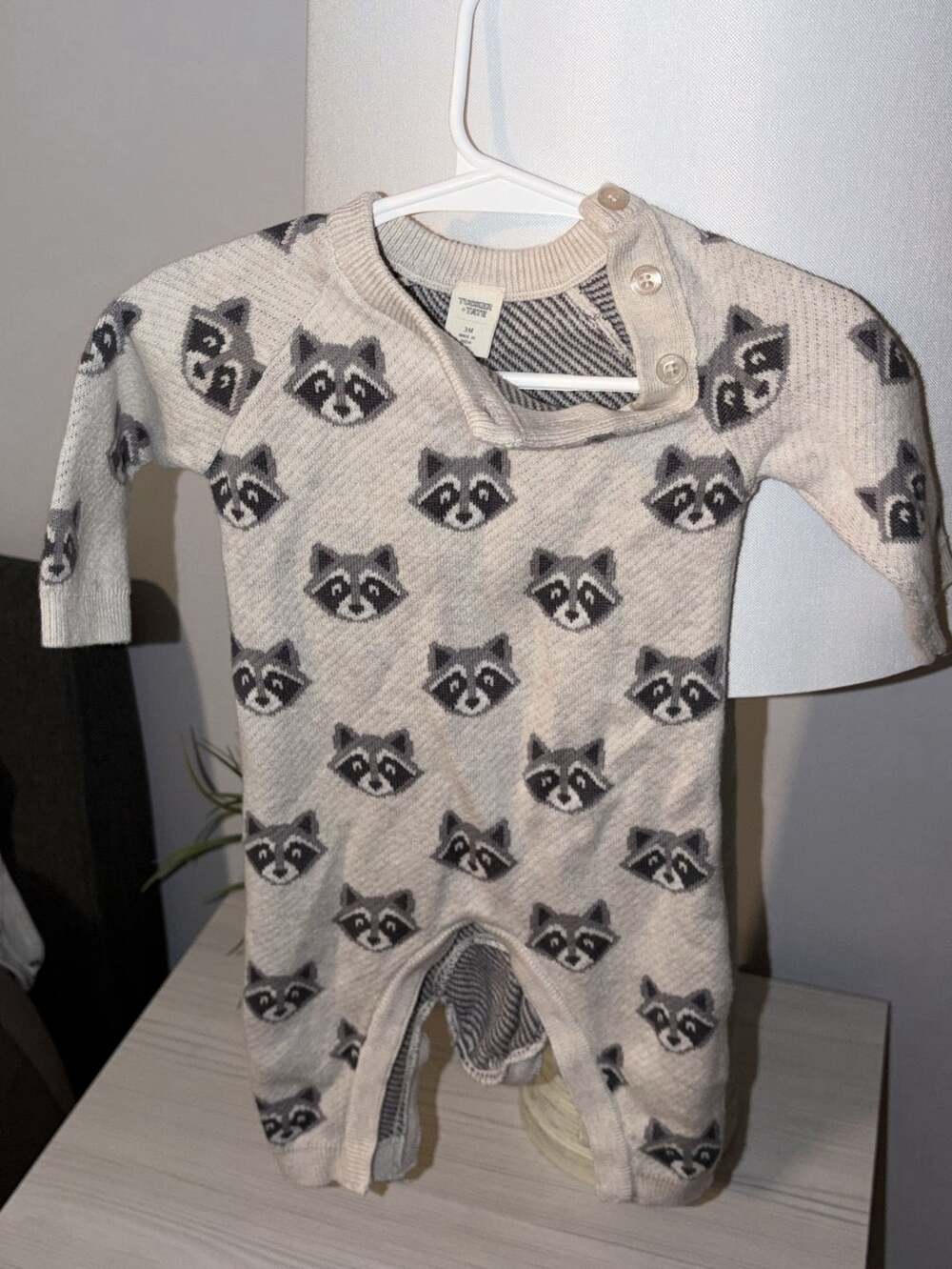 Tucker + Tate Baby Raccoon Pattern Knit One-Piece Romper
